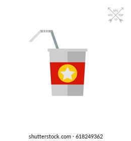 Disposable cup with straw