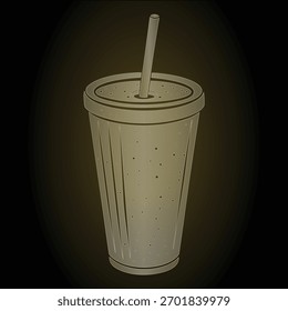 Einwegbecher mit Stroh und Blasen Illustration Glasmorphismus