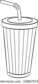 Disposable Cup mit Strohhalm zum Färben. Vektorgrafik von Pappe Soda Cup. Fast Food