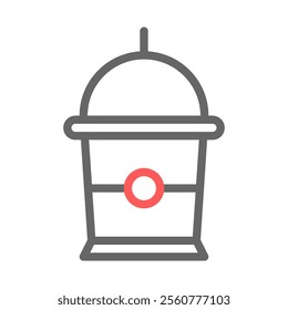 Disposable cup with a straw icon. Concept of takeaway drinks and fast food.