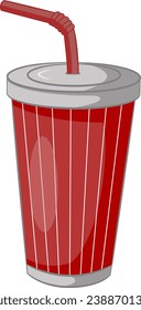 Disposable Cup mit Stroh. Vektorgrafik von Pappe Soda Cup. Fast Food