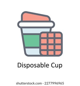 Disposable Cup Vector      Fill outline Icons. Simple stock illustration stock