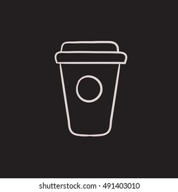 Disposable cup vector sketch icon isolated on background. Hand drawn Disposable cup icon. Disposable cup sketch icon for infographic, website or app.