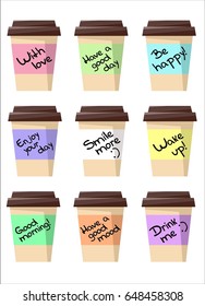 Disposable cups with inscriptions