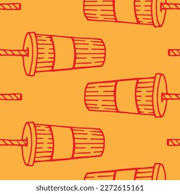 disposable cups pattern on yellow