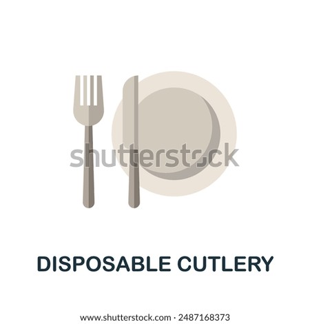 Disposable Cutlery flat icon. Colored sign from take away service collection. Creative Disposable Cutlery icon illustration for web design, infographics and more