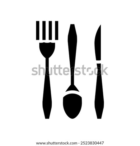disposable cutlery plastic package glyph icon vector. disposable cutlery plastic package sign. isolated symbol illustration