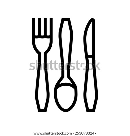 disposable cutlery plastic package line icon vector. disposable cutlery plastic package sign. isolated contour symbol black illustration