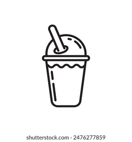 Disposable drink cup icon with linear design 