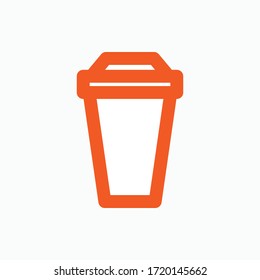Disposable Drink Icon. Presented in Orange Line Art Style.