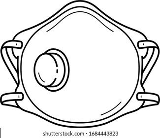 Máscara de polvo desechable. Icono de contorno del vector.