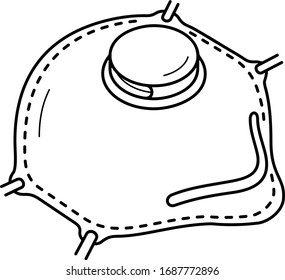 Disposable face mask. Vector outline icon.