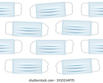 Disposable Face Protective Masks Seamless Pattern. EPS10 Vector