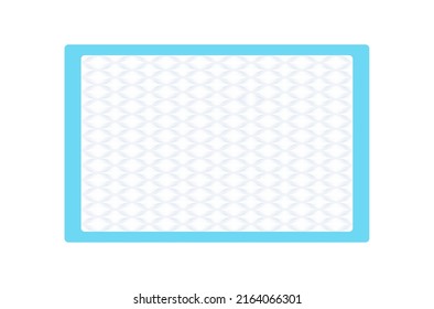 Disposable flat bed sheet with square texture. For elderly and bedridden people with urinary incontinence. Soft protection and convenient. Blue diaper pads Isolated on white background. 3D vector. 