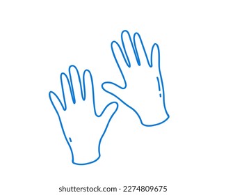 Guantes desechables, ilustración vectorial de estilo doodle
