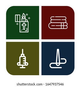 disposable icon set. Collection of Lighter, Towel, Syringe, Needle icons