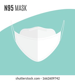 Disposable, KF94, KN95, N95 Medical Protection Mask, Respiratory Mask, Safety Face Mask, Hospital Breathing Mask, Covid-19 Coronavirus, Icon Vector Illustration Background