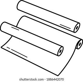 Disposable medical bed paper rolls.    Vector outline illustration.