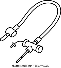 Disposable Medical Closed Suction Catheter. Vector Outline Illustration.