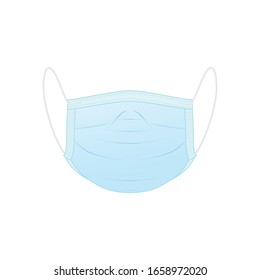 Disposable Medical Face Mask, Dental Mask, Protective Face Guard, Vector Icon Symbol Illustration Background