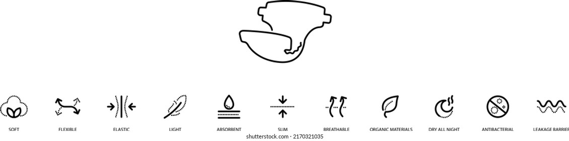 Disposable Windeln, Baby-Taucher-Symbol, Vektorgrafik