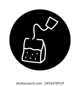 Disposable package tea black line icon. Green, black, fruit - tastes. Kombucha ingredient