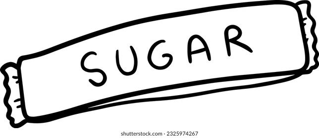 disposable packaging of sugar portion doodle linear cartoon coloring