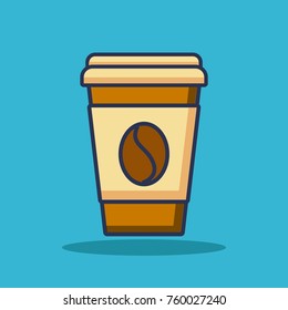 disposable paper coffee cup bean beverage icon