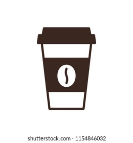 Disposable Paper Coffee Cup Linear Icon Isolated On White Background. Take Away Hot Drink Vector Illustration. Coffee Shop Design Element. Cafe Or Restaurant Menu Symbol. Coffee House Outline Logo