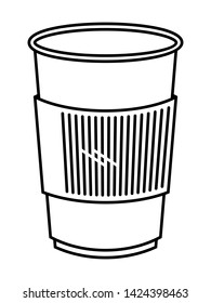 Disposable, paper coffee cup linear icon. 