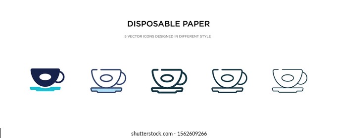 disposable paper cup icon in different style vector illustration. two colored and black disposable paper cup vector icons designed in filled, outline, line and stroke style can be used for web,