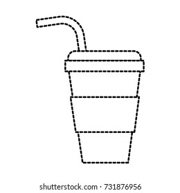 disposable paper cup soda with straw cap cold