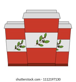 disposable paper cup with tea aromatic beverage