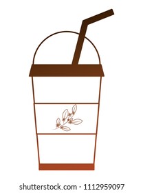 disposable paper cup with tea aromatic beverage