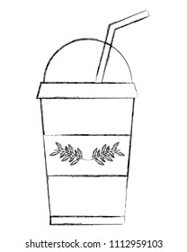 disposable paper cup with tea aromatic beverage