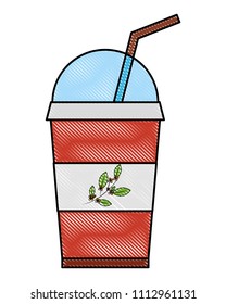 disposable paper cup with tea aromatic beverage