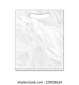 Disposable Plastic Bag Package Grayscale Template. Mock Up Template Ready For Your Design. Product Packing Vector EPS10. Isolated.