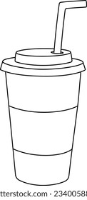Disposable plastic or cardboard cup. Hand drawing vector illustration isolated on white background