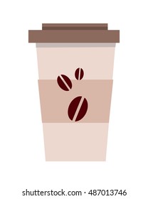 Disposable plastic coffee cup template isolated over white background. Coffee to go cup. Realistic paper coffee cup. Icon symbol of energetic drink. Tea, cacao, espresso, americano. Refreshing drink.