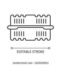 Disposable plastic container pixel perfect linear icon. Thin line customizable illustration. Takeaway food package. Takeout meal box, pack, wrapping for salad. Vector isolated drawing. Editable stroke