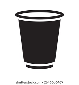Disposable plastic cup glyph icon for single use drinkware party supply and beverage container vector graphic design concept vector solid glyph icon