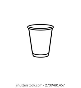 Disposable plastic cup icon black and white vector illustration for takeaway drinks and disposable tableware design