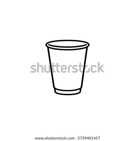 Disposable plastic cup icon black and white vector illustration for takeaway drinks and disposable tableware design