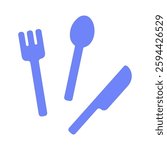 Disposable plastic cutlery icon set. Fork, spoon and knife. Isolated on white background. Ideal for picnic, party, fast food or restaurant concepts. Flat design style.