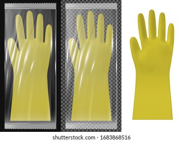 Guantes de plástico o nitrilo desechables en envases transparentes