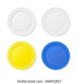 Disposable plates set Isolated on white background, vector illustration
