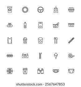 Disposable Product Icon Set Line