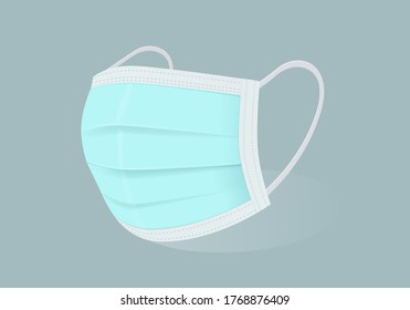 Disposable protective  Face Mask Anti Virus High Density Hospital Standard. Medical mask property for Dust  protection pm2.5, virus outbreak protection or health. vector illustration. 