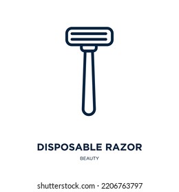 disposable razor icon from beauty collection. Thin linear disposable razor, beauty, blade outline icon isolated on white background. Line vector disposable razor sign, symbol for web and mobile