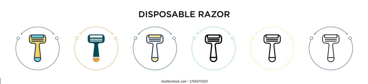 Disposable Razor Icon In Filled, Thin Line, Outline And Stroke Style. Vector Illustration Of Two Colored And Black Disposable Razor Vector Icons Designs Can Be Used For Mobile, Ui, Web